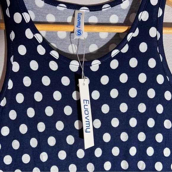 Euovmy Women's Sleeveless Dress Casual Loose Summer Maxi with Polka Dot Size S - Picture 5 of 12